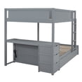 thumbnail image 6 of Full-Over-Full Bunk Bed with Twin size Trundle & Full-Length Guardrail, Wood Bunk Bed Frame with Storage & Build-in Desk, Gray, 6 of 7