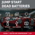 thumbnail image 2 of Schumacher Electric 1500A Car Battery Jump Starter and Portable Power Station, 150-PSI Compressor, 200 Continuous/400 Peak Watt Inverter, 12V, SJ1427, 2 of 8