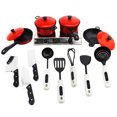 thumbnail image 1 of OULII 13Pcs Red Plastic Kitchen Toys Set for Kids Cookware Role Play Imagination Development Educational Toy, 1 of 7