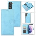 thumbnail image 1 of Wallet Case for Samsung Galaxy S23 Plus, Vintage Retro PU Leather Soft Silicone Shockproof Magnetic Flip Folio Cover with Kickstand Card Slots Holder Wrist Strap Shockproof Case, Lightblue, 1 of 8