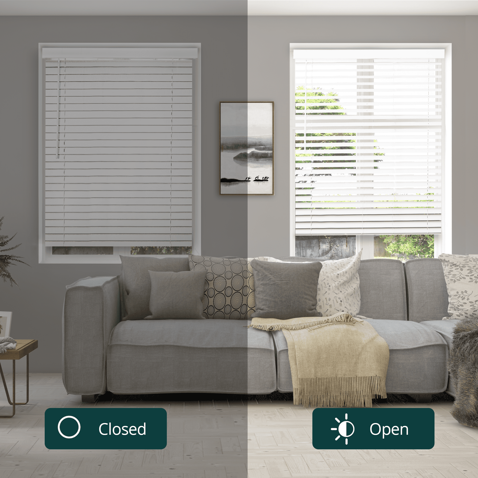 Chicology White Cordless 2” Inch Faux Wood Blinds for Windows with Valance |61.5"W X 72"H| Room Darkening | Light Filtering | Easy Install | Moisture Resistant