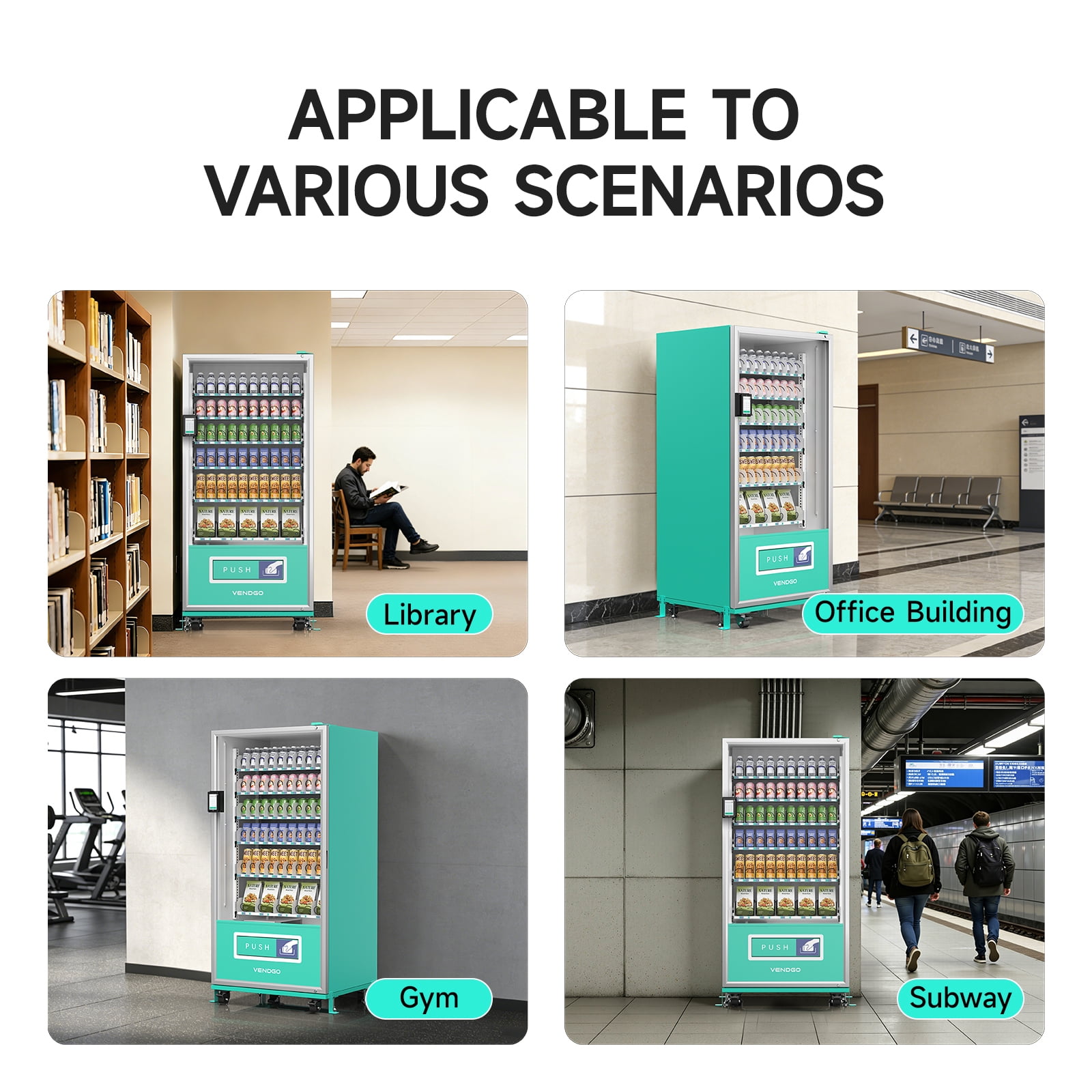 Large 60 Slots Snack Drink Commercial Vending Machine with Card Reader, NFC Cashless Payment Drink Vending Machine for Malls, Offices, Wide Variety Snack Beverage Sales