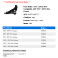 thumbnail image 2 of Front Right Lower Control Arm - Compatible with 2007 - 2014 Mini Cooper 2008 2009 2010 2011 2012 2013, 2 of 2