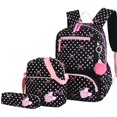 thumbnail image 1 of Mochila escolar con estampado de puntos para niños y niñas, morral escolar encantador, a la moda, 3 unidades por Set, 1 of 4