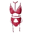 thumbnail image 2 of Gibobby Tangas de mujer sexy encaje Día de San Valentín Conjunto de lencería de color sólido con liga de encaje con extraíble Conjunto de sujetador y bragas con tiras Sin(RD2, XXL), 2 of 5