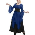 thumbnail image 4 of cocolona Womens Medieval Renaissance Pirate Witch Dress Long Sleeve Square Neck Patchwork Corset Dress Halloween Vintage Gothic Long Dress, 4 of 6