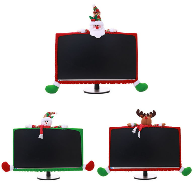 Santa Claus Computer Monitor Cover Funny Creative Computer Decoration for  Christmas Decoration Supply Snowman 