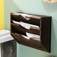 thumbnail image 5 of 3 Wall Wood File Organizer Hanging File Organizer for Office Rustic Paper Mail Organizer Mounted Storage Rack for Home Documents Magazine Literature Folders Brown, 5 of 7
