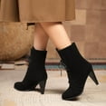 thumbnail image 3 of B91xZ Bottines pour Femmes Talon Bas Élastique Plateforme Semelle Crantée à Enfiler, Noir 7.5, 3 of 5