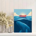 thumbnail image 2 of Humpback Whale Boat Canvas Wall Art Print, Ocean Theme Decor for Living Room Bedroom Dining Room, 2 of 8