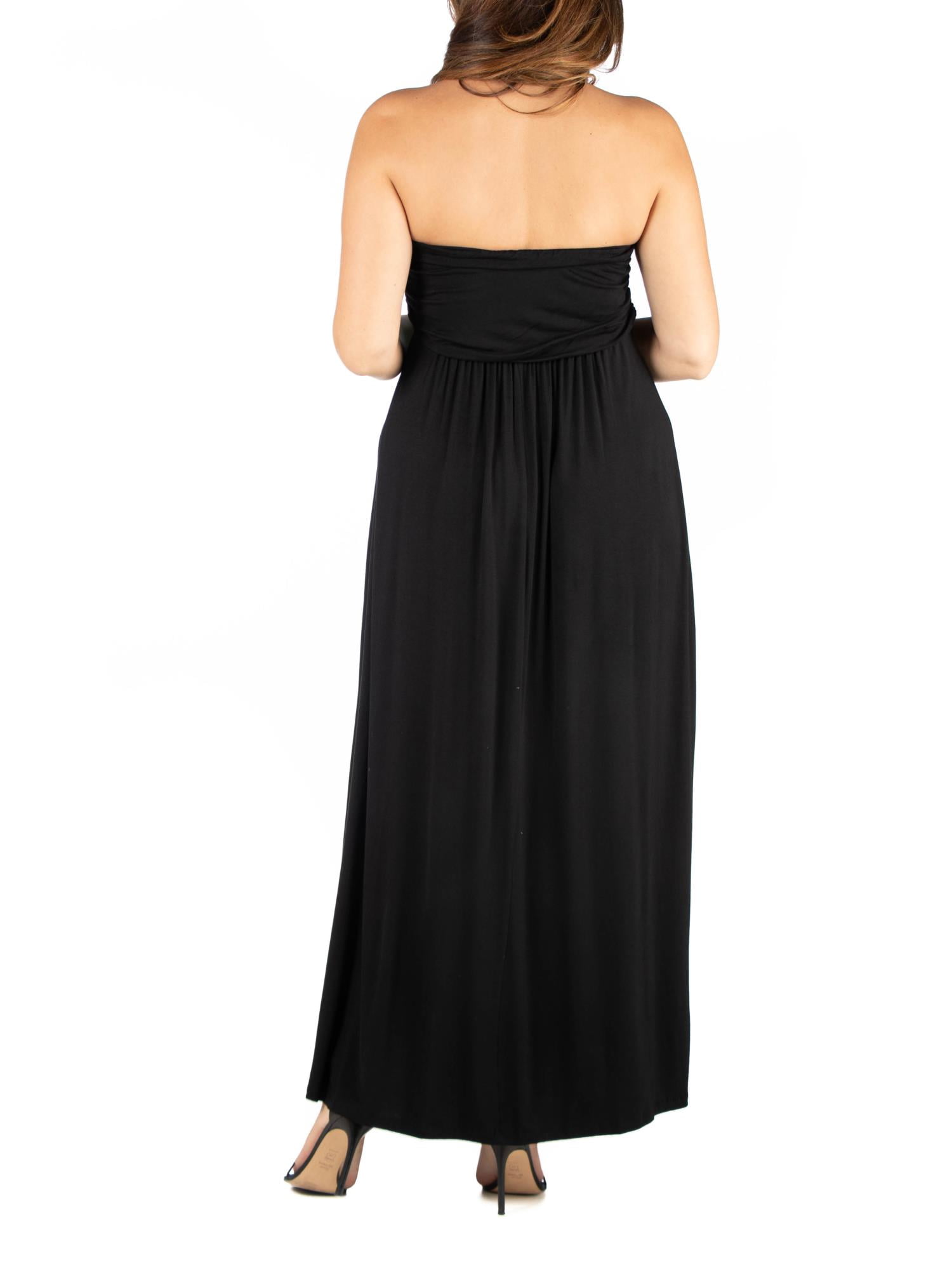 24seven Comfort Apparel Plus Size Strapless Maxi Dress