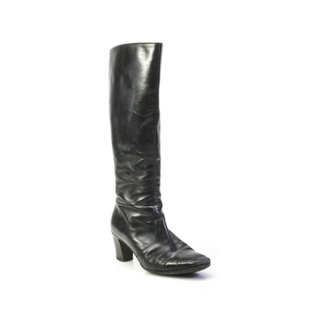 

Pre-owned|Tanino Crisci Womens Zipper Closure Mid Heel Black Knee High Boots Size 37.5
