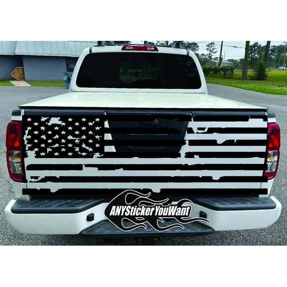 AnyStickerYouWant Tailgate USA Distressed American 2 Flag Rear Door Decal Sticker Car Truck Van Stickers fits Any Large Pick up Truck Compatible with Any car or Truck 22.5" X 64"