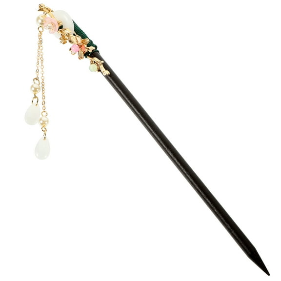 Raindrops Wooden and Jade Hair Stick for Decor Durable Fine Texture Comfortable Feeling White Color 6.3 Inches