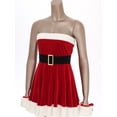 thumbnail image 2 of TiaoBug Womens Christmas Holiday Santa Costume Velvet Tube Dress Strapless Flare A Line Party Dress Red S, 2 of 7
