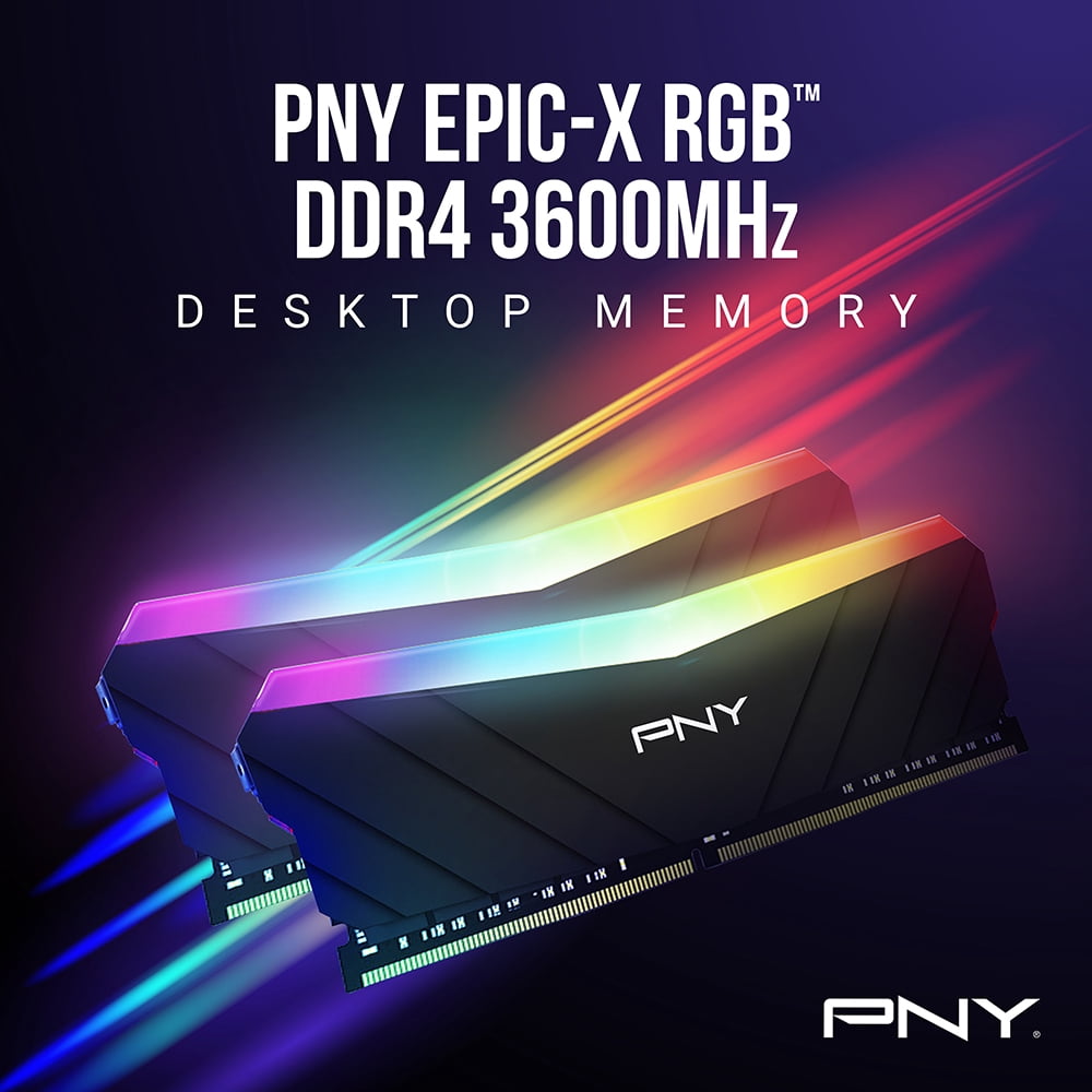 PNY EPIC-X RGB™ 32GB (2x16GB) DDR4 3600MHz CL18 1.35V (XMP 2.0 Compatible) - Desktop Memory Kit
