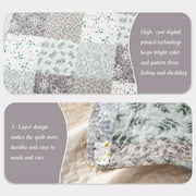 Whale Flotilla Reversible Patchwork Quilt Set King Size, Lightweight Boho Printed Bedspreads Coverlets Quilts Bedding Set with 2 Pillow Shams for All Seasons, Light Grey