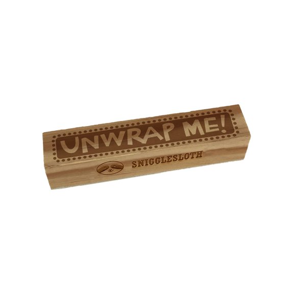Unwrap Me Fun Text Gift Present Rectangle Rubber Stamp Stamping Scrapbooking Crafting - Small 2.50in