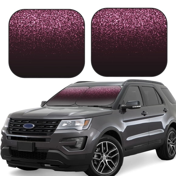 Vsdgher Pink Glitter Sparkles A Print Car Windshield Sun Shade, Reflective Sunshade Window Sunshade Sun Visor Protector Fit for Cars,Trucks,SUVs-Medium