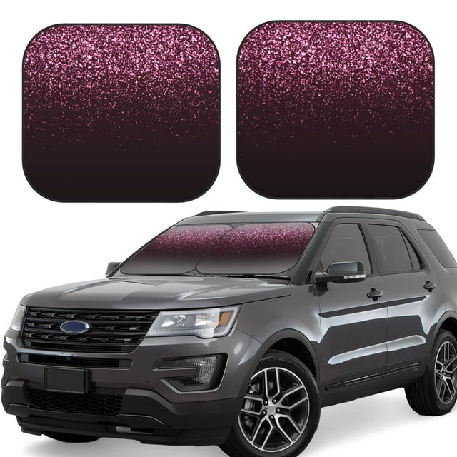Vsdgher Pink Glitter Sparkles A Print Car Windshield Sun Shade, Reflective Sunshade Window Sunshade Sun Visor Protector Fit for Cars,Trucks,SUVs-Medium