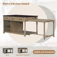thumbnail image 5 of 60" Extendable Kitchen Island, Closet Island with Drawers and Shelves, Wood Kitchen Prep Table on Wheels with Power Outlets, Coffee Bar Table for Dining Room, Home Bar, 5 of 8