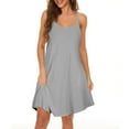 thumbnail image 2 of Jzuxvd Sleepwear Nightgowns for Women Built in Shelf Bra Casual Sexy Padded Full Under Dresses Light Gray 3XL, 2 of 7