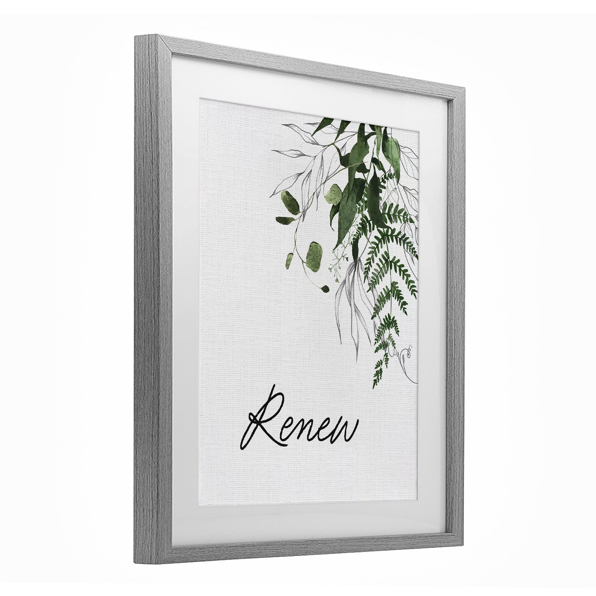 Renew Ferns & Botanicals Gray Framed Print Under Glass, design by Lettered and Lined