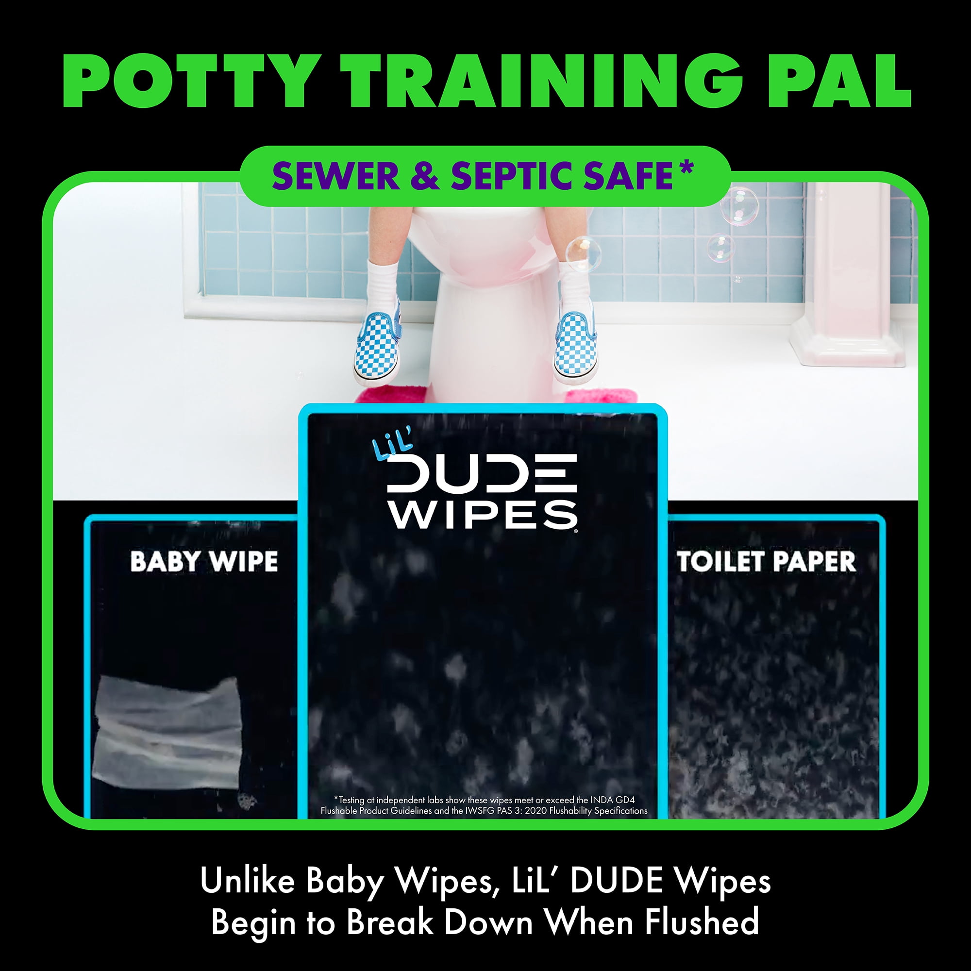 LiL' DUDE Flushable Wipes, Extra Large Gummie Rears Wet Wipes, Gummy Bear Scent, 42 Count, 6 Pack
