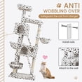 thumbnail image 3 of Merrland 65.7" Large Cat Tree Tower Condo for Cats with 2 Scratching Ramps, Hammock & Scratching Posts, White & Black Spot, 3 of 8