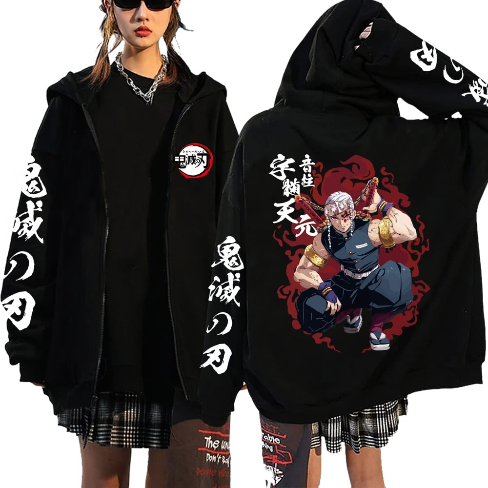 Demon Slayer Zipper Sweatshirts Zip Up Hoodie Anime Hoodies Unisex Hip Hop Streetwear Nezuko Kamado Graphic Y2K Clothes Pullover Walmart