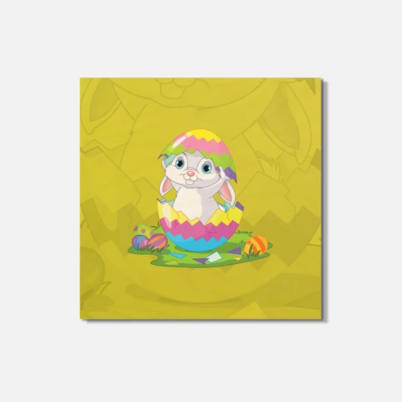 Cute Easter Bunny Broken Egg 4'' X 4'' Square Wooden Coaster