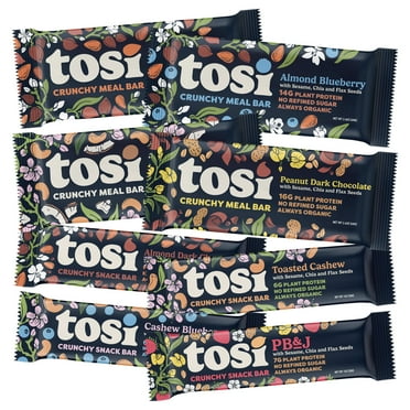 TOSI SuperBites, Gluten-Free Snack Bars, 8 Flavor Sampler, Vegan, Organic, 8 bars
