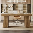 thumbnail image 5 of Tribesigns 55 Inches Executive Desk, Mid-Century Modern Home Office Desk with Double Trapezoid Base, 5 of 7