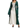 thumbnail image 2 of UPPADA Medieval Corset Dress Women Lace Up Ren Fair Dress Retro Peasant Victorian Ball Gown Halloween Costume Green,M, 2 of 8