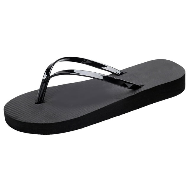 MIASHUI Tongs Slim pour Femme Sandales Légères Intérieur Extérieur Marche, Noir, 6.5