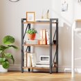 thumbnail image 2 of 3-Tier Industrial Bookshelf With Metal Frame Small Rustic Brown And Black Bookcase Storage Shelf, 2 of 8