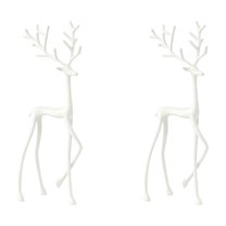 2025 Christmas Decorations - Set of 2 White Reindeer Statues - Modern Xmas Figurines - Elegant Indoor Holiday Decor - Table Centerpieces - Ideas for Mantel Living Room Bedroom Office (Style B)