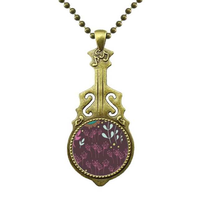 Collar de guitarra Unbranded Planta de pintura oscura flor Joyería Música Colgantes M