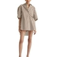 thumbnail image 5 of Franhais Women Pajama Set, Striped Short Sleeve Button Closure Shirt with Shorts Daily Sleepwear Loungewear, 5 of 9