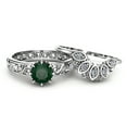 thumbnail image 2 of White Gold Emerald Engagement Ring And Unique Diamonds Band, 2 of 4