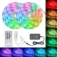 thumbnail image 1 of LEDs Strip Lights with IR Remote Smartphone BT Connection 5m 150LEDs 5050RGB Color Changing Rope Light IP65 Water-resistant for Home Party Decoration Restaurant KTV Club, 1 of 8