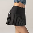 thumbnail image 3 of Previn Women's Elastic Waist Athletic Skort High Waisted Running Scooter Pleated Fashion Tennis Cool Scooter Skirt Black 8, 3 of 5