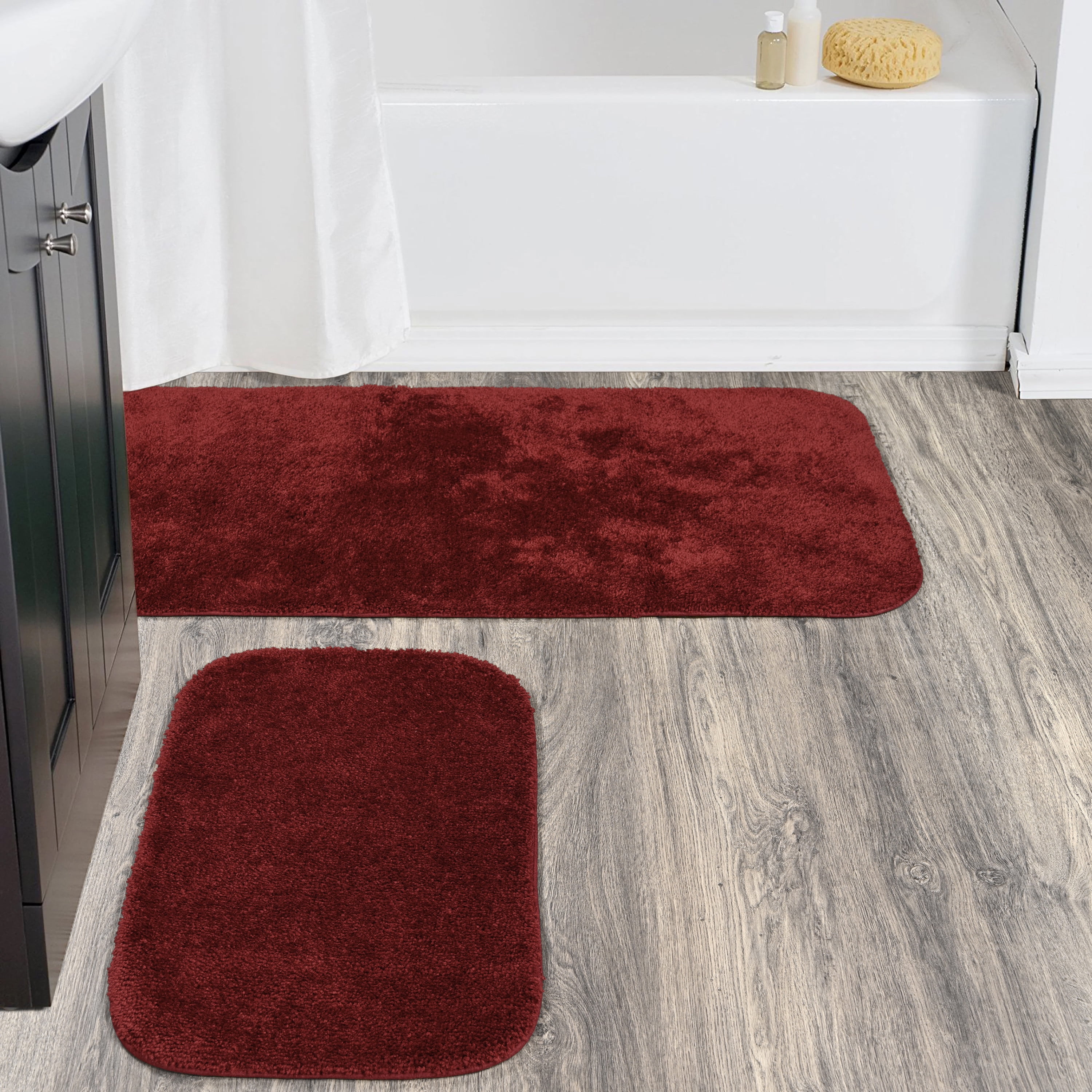 Garland Rug Traditional Washable Bath Rug Set, 2-Piece Set (21"x34" Bath Rug, & 22"x60" Runner) Chili Red