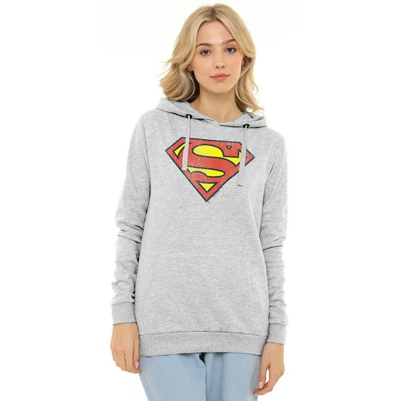 Superman Retro Supes Logo Distressed Women's Hoodie