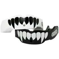 Battle Sports Adult Fang Mouthguard 2-Pack with Straps -Black/White