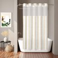 thumbnail image 2 of No Hook Shower Curtain, Beige Striped Shower Curtains for Bathroom with See Through Top Window, Vintage Geometric Minimalist Lines Waterproof & Washable Bath Curtain Narrow 54"x78", 2 of 9