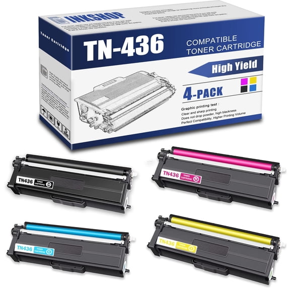 Cartucho de tóner INKSHOP TN-436, paquete de 4, alto rendimiento