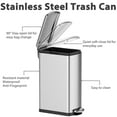 thumbnail image 4 of Slim Kitchen Trash Can, 7.92 Gallon Garbage Can for Narrow Spaces, Waste Bin with Soft-Close Lid and Inner Bucket, Stainless Steel, 30L, 4 of 8