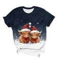 thumbnail image 7 of Axdhxbd Womens Christmas Shirt Cute Highland Cow Graphic Tees Xmas Short Sleeve Crew Neck Tshirts Plus Size Holiday Tops S-5XL, 7 of 7