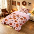 thumbnail image 2 of Homewish Funny Pumpkin Lantern Twin Comforter Sets, Happy Halloween Bedding Set, Pink Orange White, Pink Reversible, 2-Piece 1 Comforter and 1 Pillowcase, 2 of 6